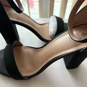 Call It Spring Black Block Heel Sandals with Ankle Strap